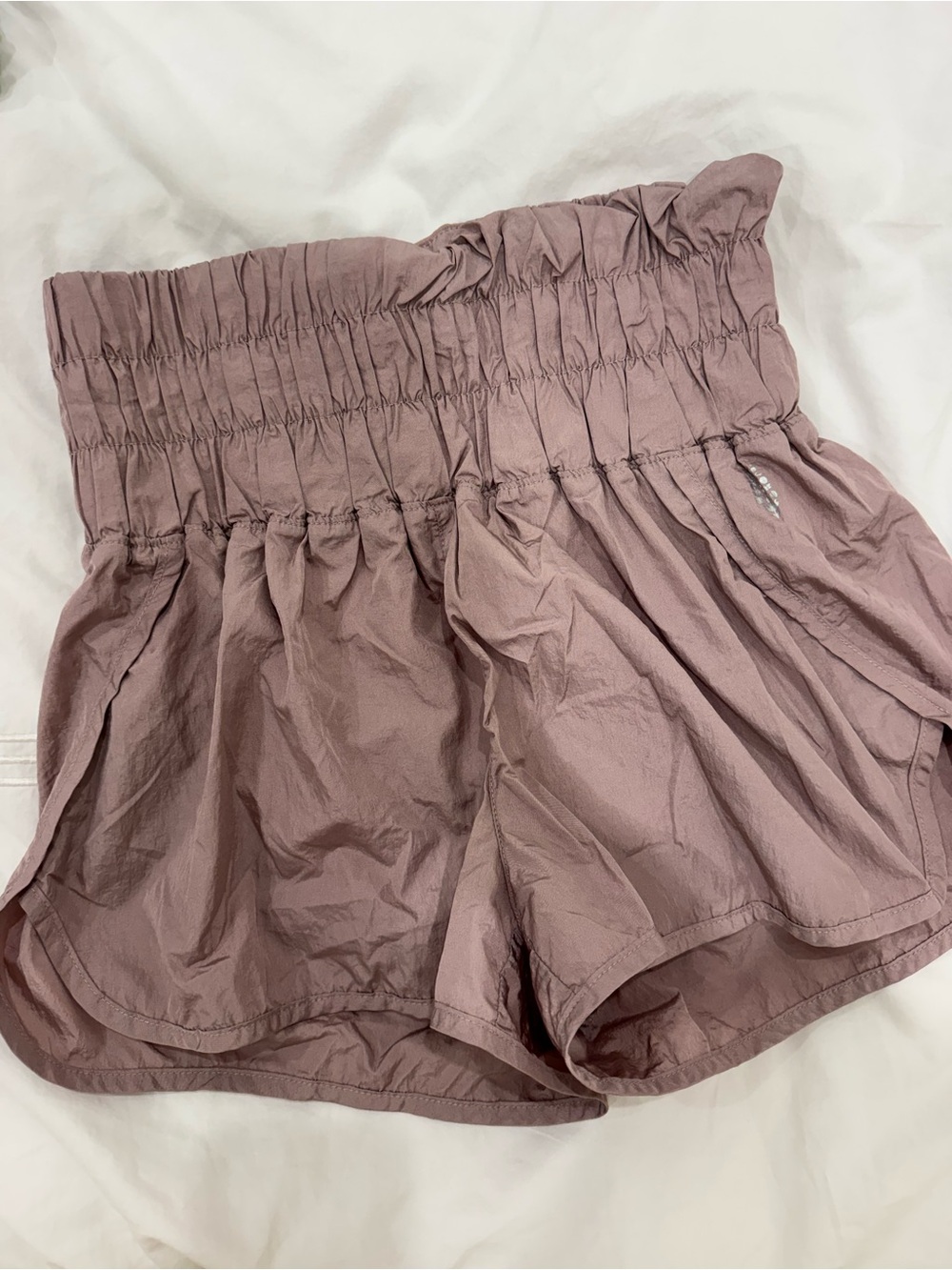 FP Movement by Free People Mauve High-Waist Shirred Athletic Shorts